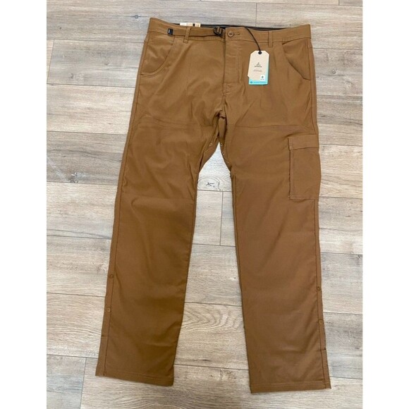 Prana Zion Cargo Pants II Mens 40X32 Belted Brown Straight Outdoor Hiking NEW - Picture 1 of 10